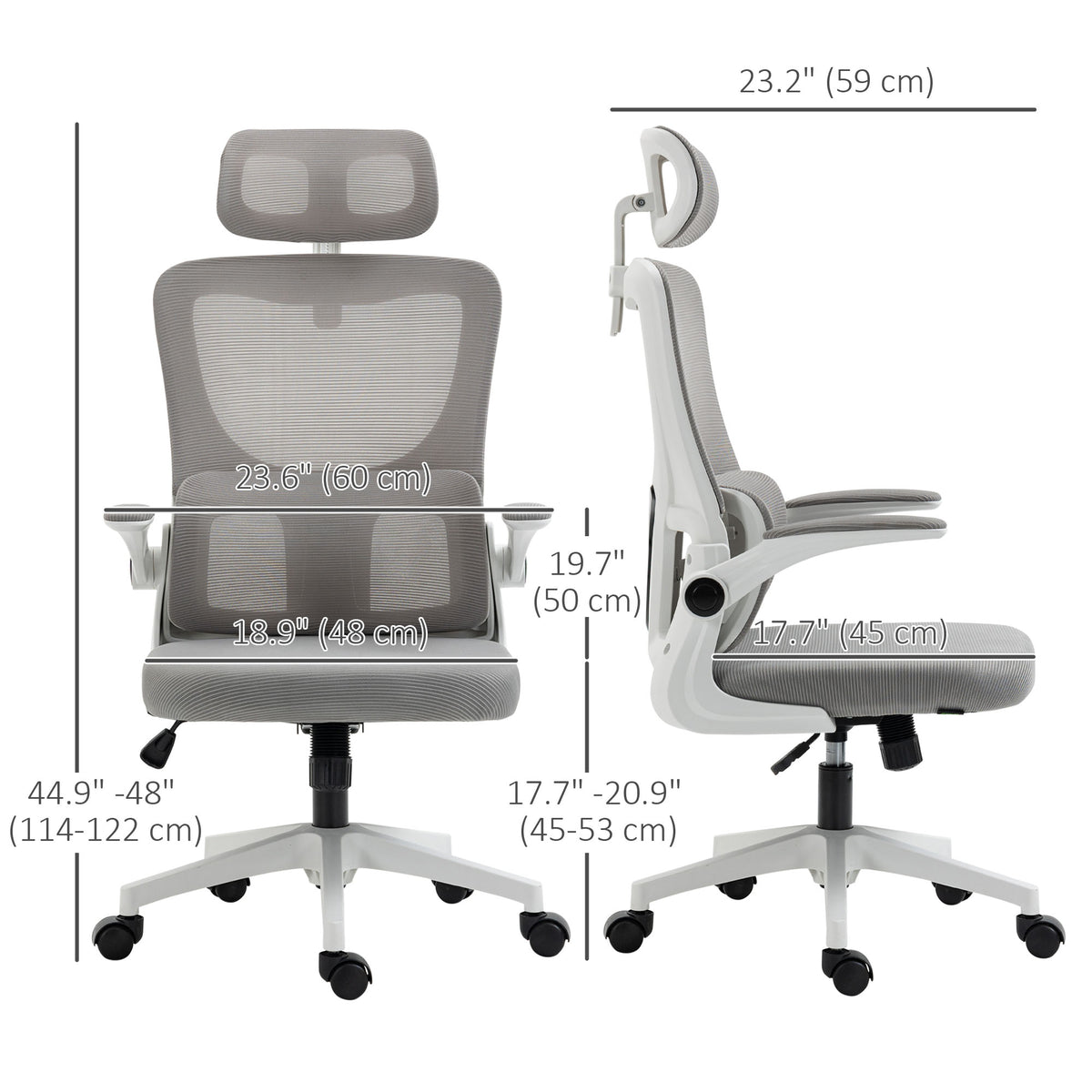 Ergonomic Office Chair, Mesh Computer Desk Chair with Adjustable Headrest, 4D Lumbar Support, Flip-up Arm – view 6