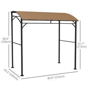 7' x 5' BBQ Grill Gazebo Tent, Garden Grill Canopy with Steel Frame and Hooks, Outdoor Sun Shade, Grey – view 44