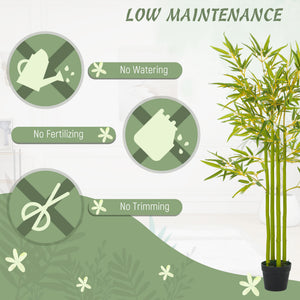 4FT Artificial Bamboo Tree Set of 2, Faux Decorative Plant in Nursery Pot for Indoor Decor