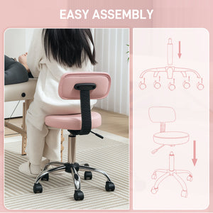 Adjustable Rolling Stool with Removable Backrest, Faux Leather Swivel Stool Chair for Salon Spa, Bar – view 13
