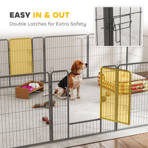 Heavy Duty Dog Playpen, 16 Panels Pet Playpen Dog Fence, Portable Puppy Exercise Pen, with 2 Doors Locking Latch, Outdoor or Indoor Use 23.5" Height