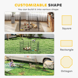 Dog Playpen for Indoor Outdoor use, Heavy Duty Dog Fence with Door, 23.6" High, 8 Panels, Black
