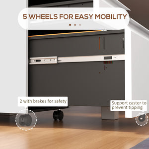 3 Drawer File Cabinet with Lock, Steel Vertical Filing Cabinet with 5 Wheels and Hanging Bar for – view 13