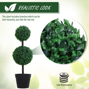 2 Ball Topiary Tree in Pot for Home Decor, Artificial Plant for Home Office, Living Room Decor, Dark Green – view 6