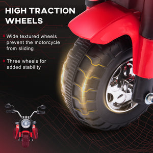 Aosom Kids Electric Motorcycle 6V Battery Powered Ride-On Dirt Bike 3-Wheels Motorbike with Horn Headlights Realistic Sounds 1.24mph Speed for Girls Boy 18 - 36 Months